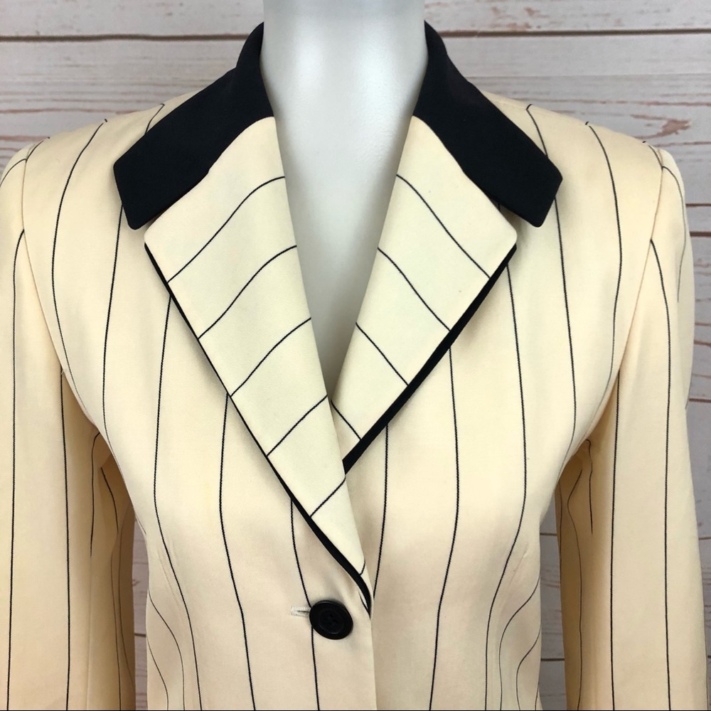 Vintage Escada Pinstriped Business Blazer Skirt Suit - Picture 6 of 15